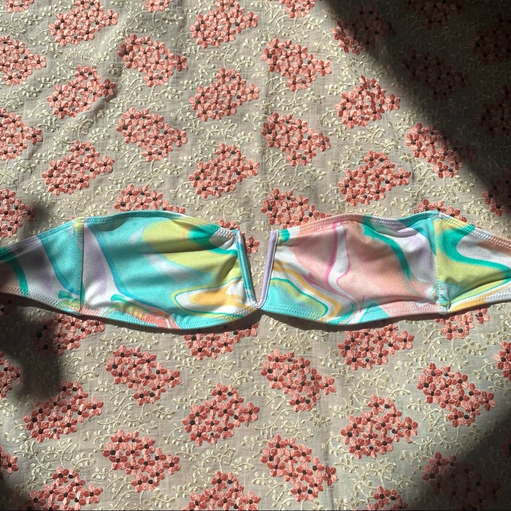 LA Hearts Rainbow Marble Bikini Top